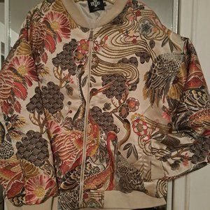 MENS, STORK PRINT, ZIP FRONT LINED BOMBER